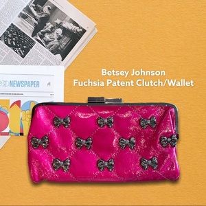 Betsey Johnson Fuchsia Patent Clutch/Wallet